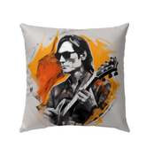 Vibrant oceanic waves design on outdoor pillow.